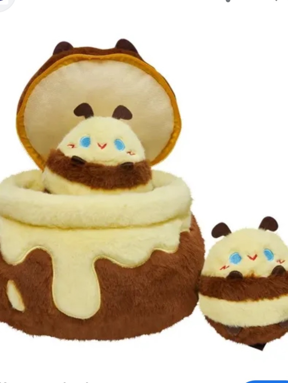 Plush Bee-Shaped Pet Bed and Toy Set - Cream & Brown